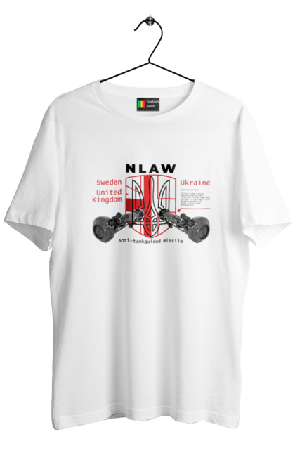 Футболка чоловіча з принтом "NLAW". Caesar, himars, nlaw, patriot, weapon, zaluzhny. CustomPrint.market