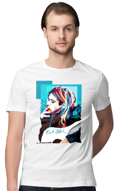 Футболка чоловіча з принтом "Курт Кобейн". Cobain, kurt, kurt cobain, nirvana, гурт, кобейн, курт, курт кобейн, музика, нірвана, рок. CustomPrint.market