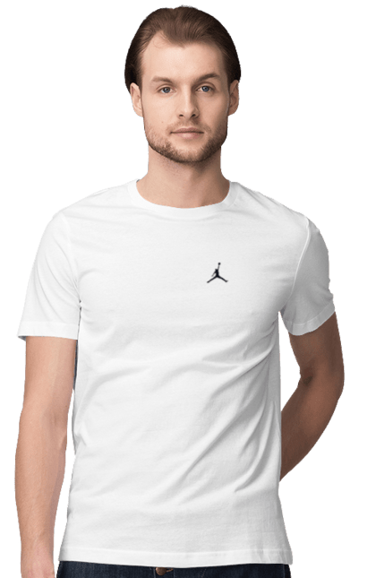 Акційна чоловіча футболка з принтом "Jordan чорний в куту". Jordan, баскетбол, кільце, м`яч. CustomPrint.market