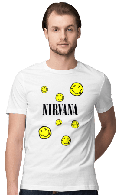 Футболка чоловіча з принтом "Нірвана". Nirvana, альтернативний рок, гранж, курт кобейн, нірвана, панк рок, рок група, хард рок. futbolka.stylus.ua