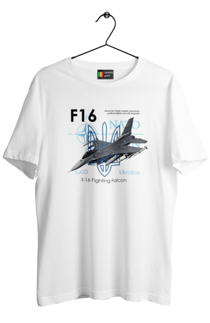 Футболка чоловіча з принтом "F16". F16, nasams, zuzana, гаубиця, два герби, залужний, сюзанна. CustomPrint.market