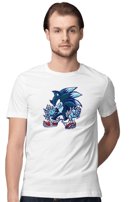 Футболка чоловіча з принтом "Соник (4)". Game, sega, shadow, shadow the hedgehog, sonic, sonic the hedgehog, sonic x, ежик, игра, монетки, сега, соник, шедов. CustomPrint.market