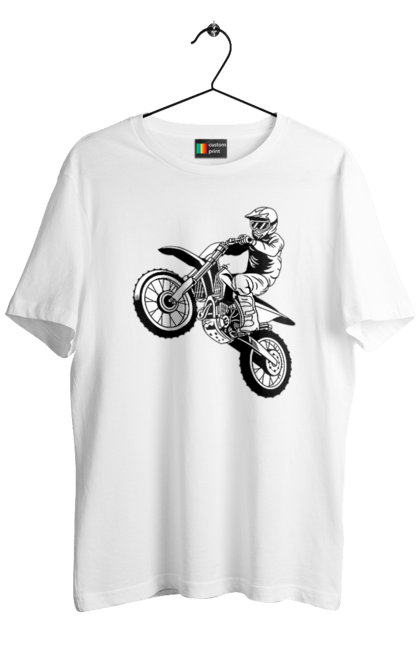 Футболка чоловіча з принтом "Питбайк". Мотоцикл, мотоцикліст, питбайк. CustomPrint.market