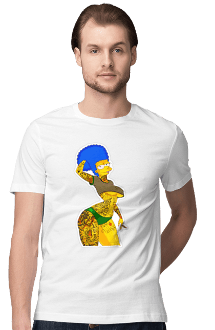 Футболка чоловіча з принтом "Мардж Сімпсон". Marge, simpson, мардж, мультфільм, сімпсон. CustomPrint.market