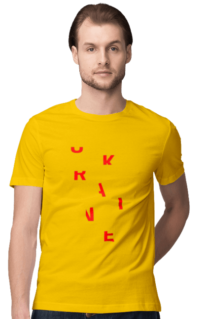 Футболка чоловіча з принтом "Ukraine". Ukraine, латиниця, літери, типографіка, украина, україна, червоний. Ornament Name Shop