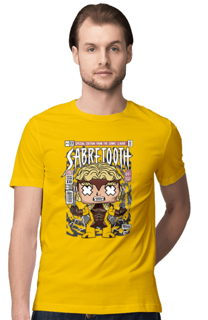 Футболка чоловіча з принтом "Sabretooth". Дивуватися, зомбі, комікси, логан, людина, росомаха, саблезубий, х людина. Funkotee