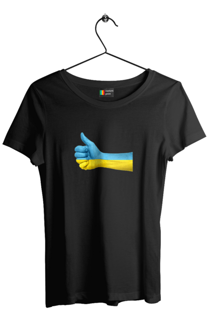 Футболка жіноча з принтом "Like". Like, ua, жовтий, рука, синий, україна. CustomPrint.market