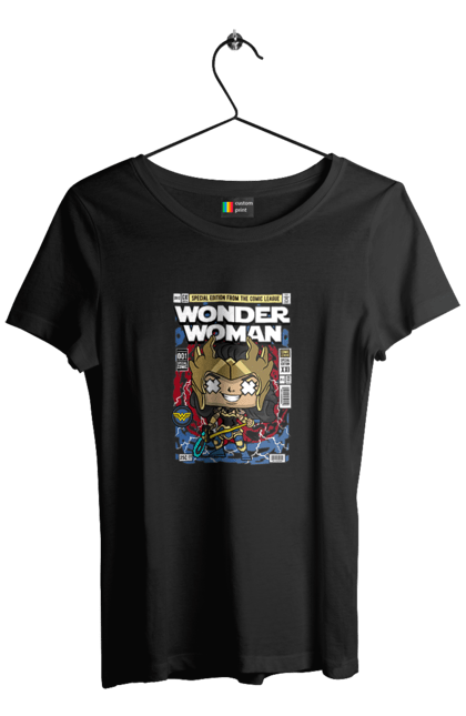 Футболка жіноча з принтом "Wonder Woman". Womder, герой, жінка, комікси, комікси dc, чудова жінка. Funkotee