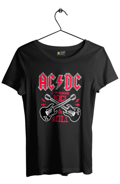 Футболка жіноча з принтом "AC DC". Айсідісі, ас дс, гитара, ейсідісі, метал, рок. ART принт на футболках