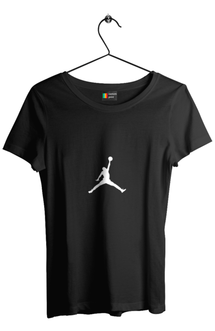 Акційна жіноча футболка з принтом "Jordan білий". Jordan, баскетбол, кільце, м`яч. CustomPrint.market