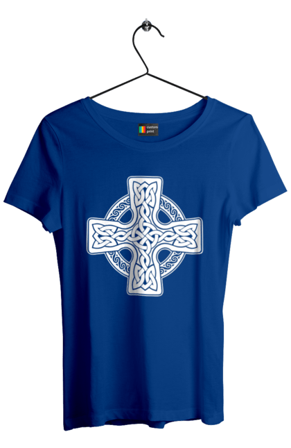 Футболка жіноча з принтом "Кельтский крест". Вікінги, древні руни, кельтский крест, оберіг, руни. CustomPrint.market