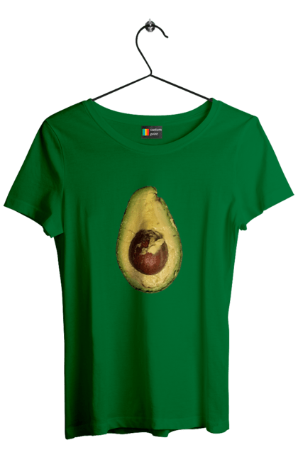 Футболка жіноча з принтом "Спіле авокадо". Авокадо, їжа, овоч, фрукт, ягода. CustomPrint.market