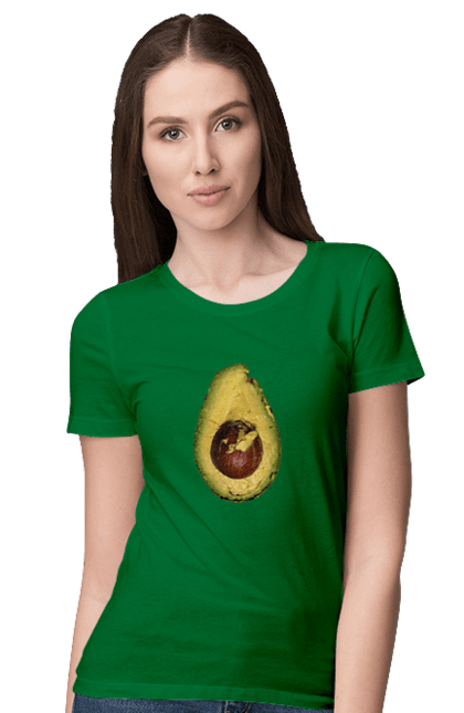 Футболка жіноча з принтом "Спіле авокадо". Авокадо, їжа, овоч, фрукт, ягода. CustomPrint.market