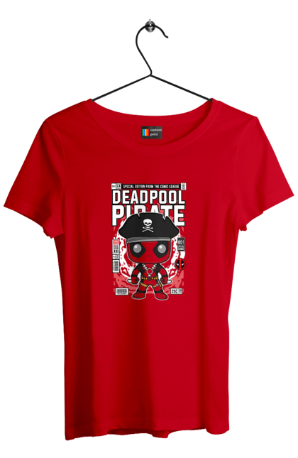 Футболка жіноча з принтом "Deadpool Pirate". Басейн, герой, диво, комікси, мем, мертвих, тоталізатор, фільм. Funkotee