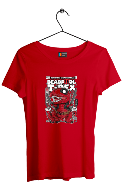 Футболка жіноча з принтом "Deadpool Trex". Trex, басейн, дедпул, дивуватися, комікси, мертвий. Funkotee