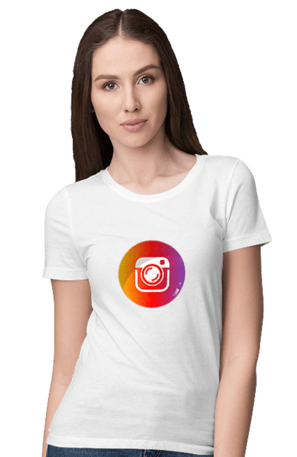 Футболка жіноча з принтом "Instagram". Cool, gram, insta, instagram, orange, popular, red. CustomPrint.market