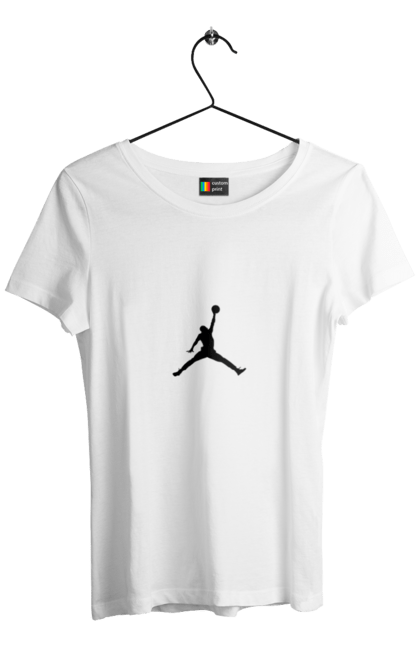 Акційна жіноча футболка з принтом "Jordan чорний". Jordan, баскетбол, кільце, м`яч. CustomPrint.market