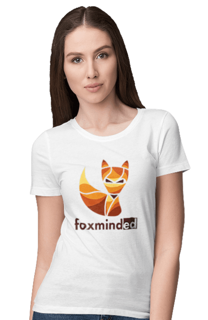 Футболка жіноча з принтом "Logo FoxmindEd". Foxminded, лиса, логотип. Магазин фірмового мерчу компанії FoxmindEd