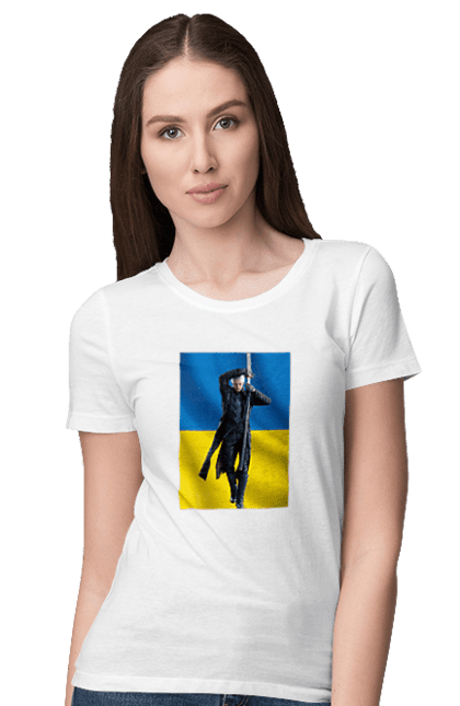 Футболка жіноча з принтом "Вергілій українець". Dmc, верглій, игра, прапор, україна. ART принт на футболках