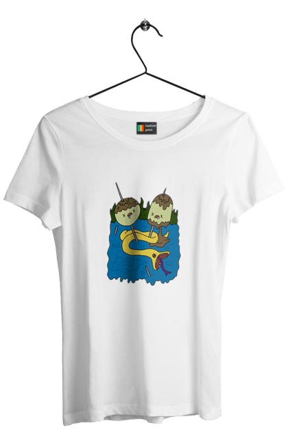 Футболка жіноча з принтом "Час пригод". Adventure time, джейк, кейк, марселін, маршалл лі, принц гамболл, принцеса баблгум, фінн, фіона, час пригод. CustomPrint.market