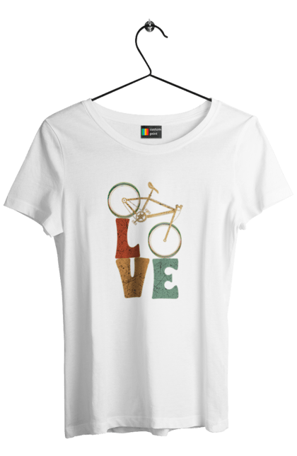 Футболка жіноча з принтом "Велосипед Love". Велик, вело, велогонщик, велосипед, велоспорт, велотуризм, спорт. futbolka.stylus.ua