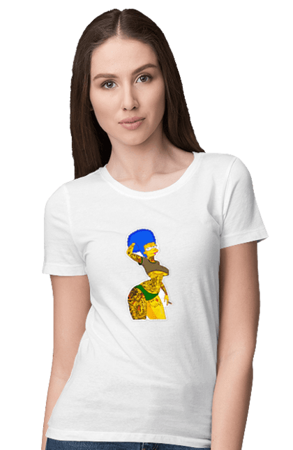 Футболка жіноча з принтом "Мардж Сімпсон". Marge, simpson, мардж, мультфільм, сімпсон. CustomPrint.market