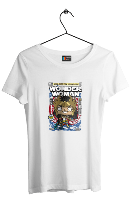 Футболка жіноча з принтом "Wonder Woman". Womder, герой, жінка, комікси, комікси dc, чудова жінка. Funkotee