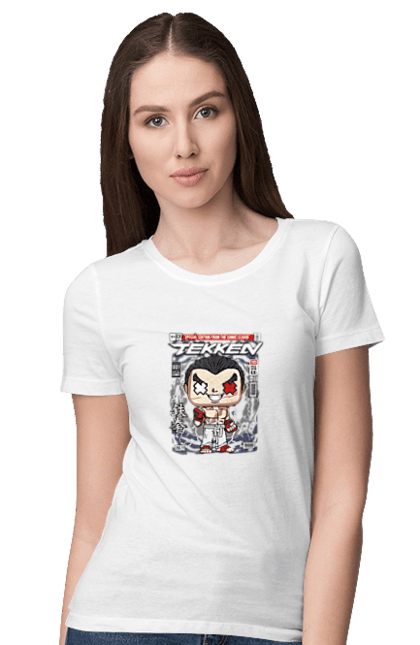 Футболка жіноча з принтом "Tekken". Capcom, nintendo, tekken, боротися, вуличний боєць, гра, японія. Funkotee