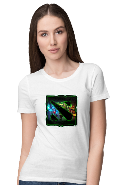 Футболка жіноча з принтом "Дота логотип". Dota, герої доти, дота 2, логотип. CustomPrint.market