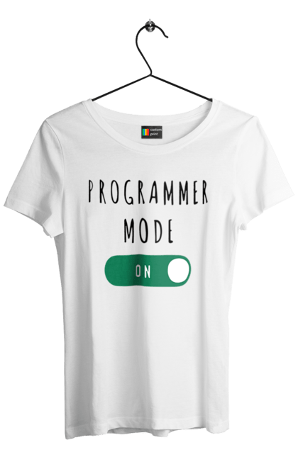 Футболка жіноча з принтом "Режим програміста". Айті, айтішник, для айтішника, для програміста, подарунок айтішнику, подарунок програмісту, програміст, режим програміста, розробник. KRUTO.  Магазин популярних футболок