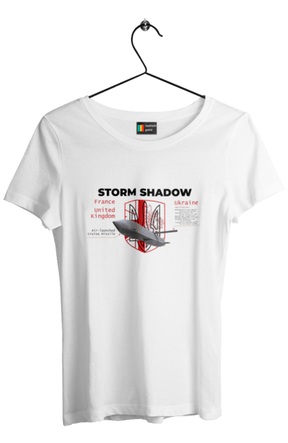Футболка жіноча з принтом "Storm Shadow". F16, nasams, storm shadow, zuzana, гаубиця, два герби, залужний, сюзанна. CustomPrint.market