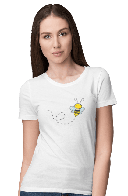 Футболка жіноча з принтом "Бджілка метелик". Бджілка, дитяча, дівчинка, метелик, футболка. CustomPrint.market