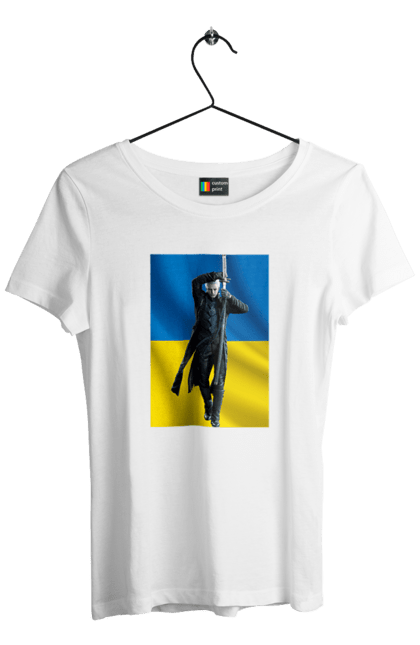 Футболка жіноча з принтом "Вергілій українець". Dmc, верглій, игра, прапор, україна. ART принт на футболках