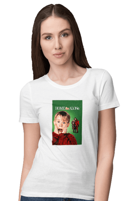 Футболка жіноча з принтом "Сам удома". 90s, comedy, film, kevin, movie, retro. ART принт на футболках