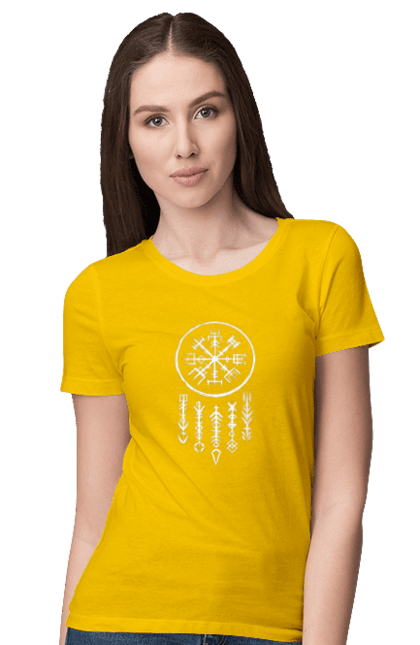 Футболка жіноча з принтом "Руни". Вікінги, древні руни, оберіг, руни. CustomPrint.market