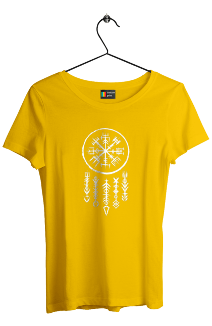 Футболка жіноча з принтом "Руни". Вікінги, древні руни, оберіг, руни. CustomPrint.market
