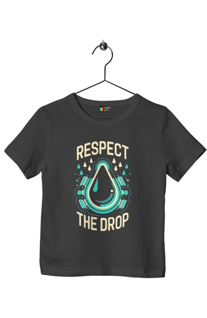 Футболка дитяча з принтом "Respect the Drop". Диджей, клуб, музика, стиль, техно. CustomPrint.market