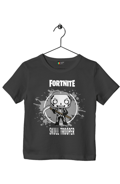 Футболка дитяча з принтом "Фортнайт Skull Trooper". Drift, epic games, fortnite, rpg, skull trooper, гра, симулятор, фортнайт, шутер. CustomPrint.market