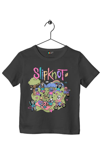 Футболка дитяча з принтом "Slipknot". Slipknot, група, музика, ню-метал, спід метал, хард рок, хеві метал. CustomPrint.market