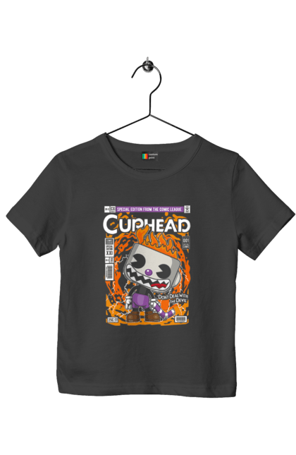 Футболка дитяча з принтом "Evil Cuphead". Vintage, гра, керівник, ретро гра, чашка, чашка. Funkotee