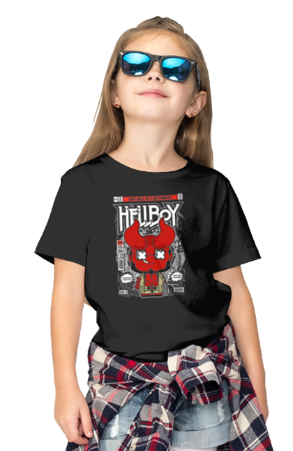 Футболка дитяча з принтом "Hellboy". Дивуватися, диявола, комікси, комікси dc, пекельний хлопець, пекло, хлопчик. Funkotee