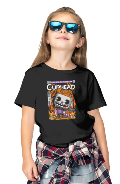 Футболка дитяча з принтом "Evil Cuphead". Vintage, гра, керівник, ретро гра, чашка, чашка. Funkotee