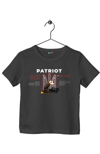 Футболка дитяча з принтом "Patriot". Caesar, himars, patriot, залужний, зброя. CustomPrint.market