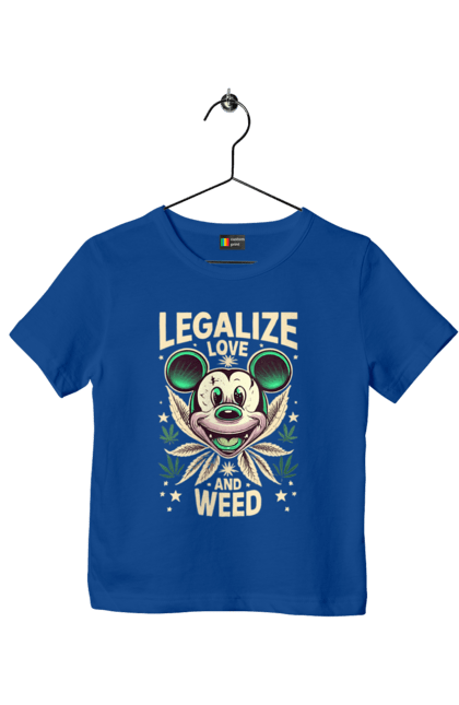 Футболка дитяча з принтом "Legalize Love and Weed". Дізайн, міккі, мода, приколи, стиль. CustomPrint.market