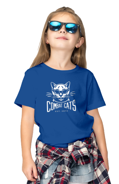 Футболка дитяча з принтом "COMBAT CATS logo 2023". Бойові коти, дизайн, мода, стиль, україна. CustomPrint.market