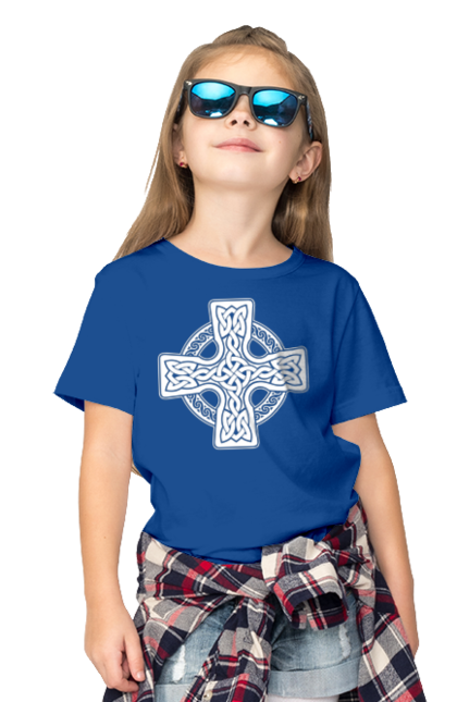 Футболка дитяча з принтом "Кельтский крест". Вікінги, древні руни, кельтский крест, оберіг, руни. CustomPrint.market