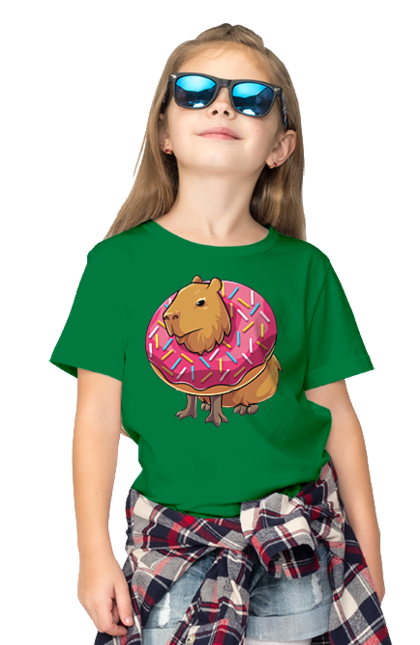 Футболка дитяча з принтом "Капібара". Capybara, капибара, капібара, копибара, копіпара, пончик. CustomPrint.market