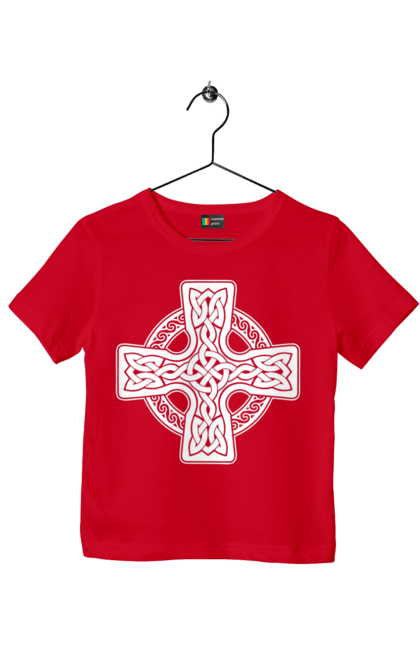 Футболка дитяча з принтом "Кельтский крест". Вікінги, древні руни, кельтский крест, оберіг, руни. CustomPrint.market