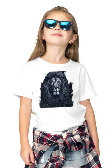 Футболка дитяча з принтом "Захоплююча ілюстрація величного лева". Велич, величний лев, лев. CustomPrint.market