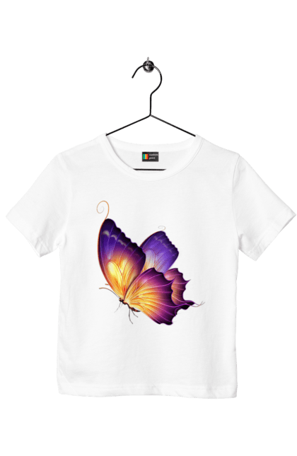 Футболка дитяча з принтом "Фіолетовий метелик". Метелик, фіолетова метелик. CustomPrint.market